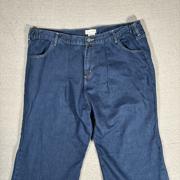 Cindy Ambuehl Women Plus Size 3X Blue Jeans Wide Leg Flare Slit Ankle Floral Y2K - Picture 2 of 12